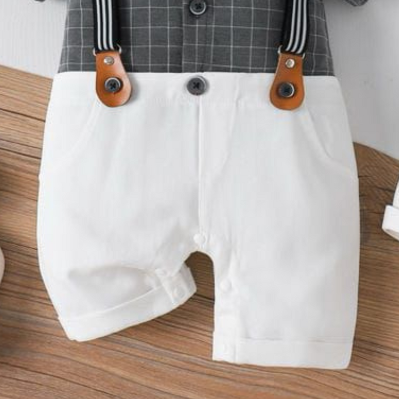 Little Gentleman's Grid Romper Set