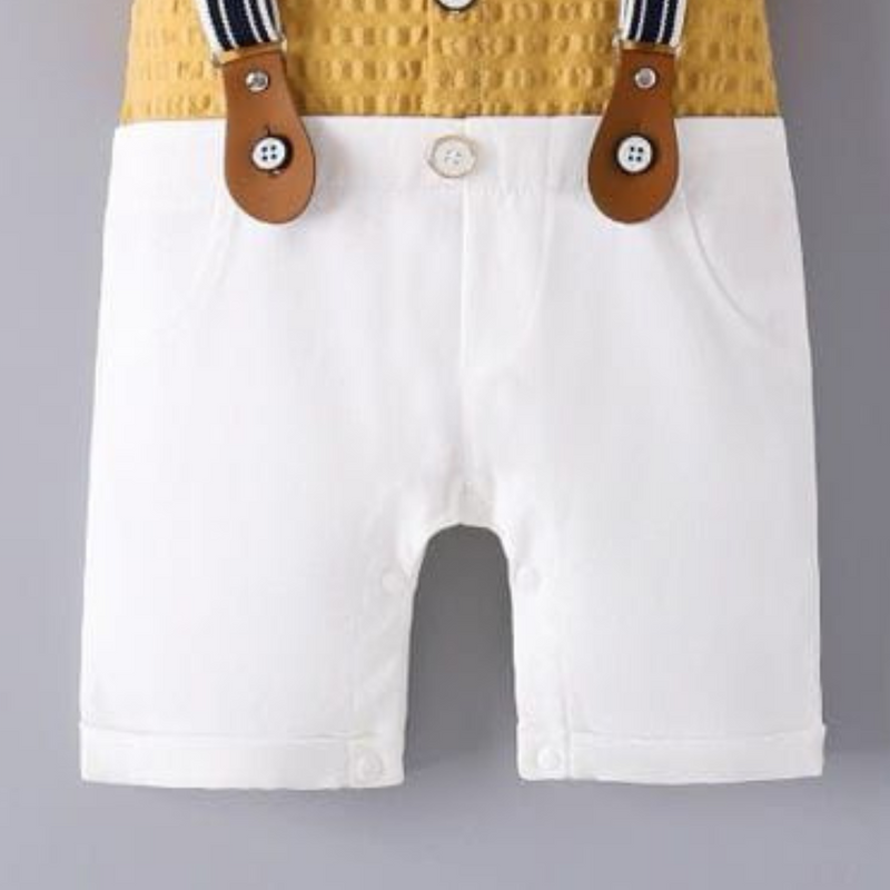 Baby Boys' Gentleman Romper with Bow Tie and Suspenders