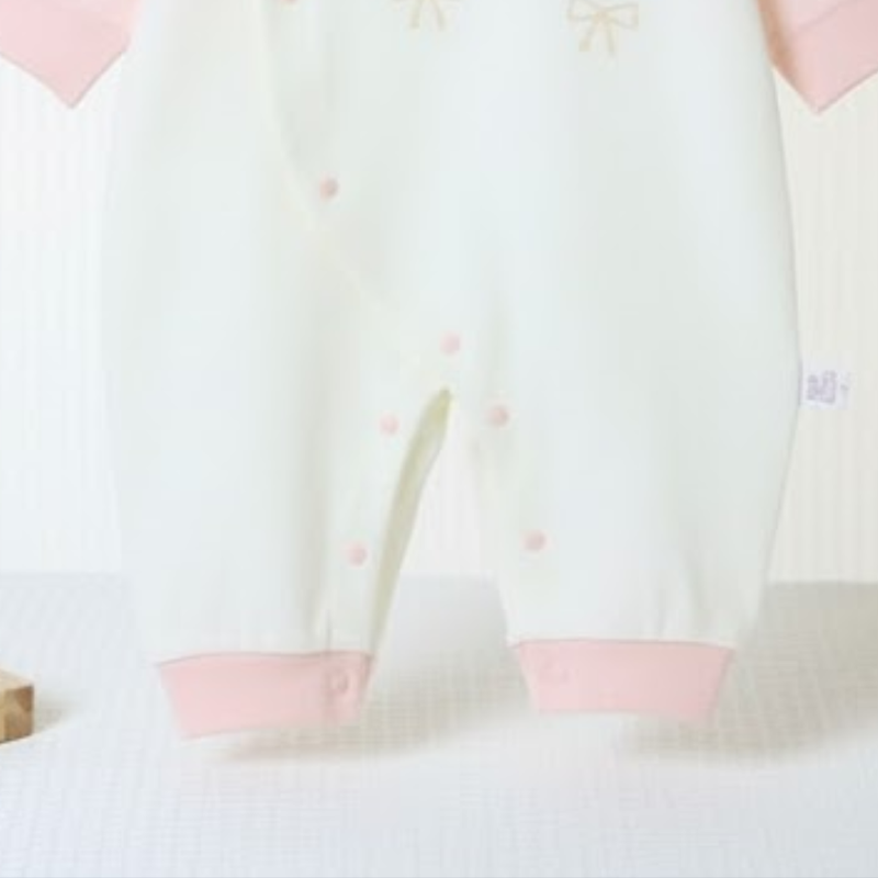 Cute Bunny Baby Jumpsuit – Cream with Pastel Color Contrast