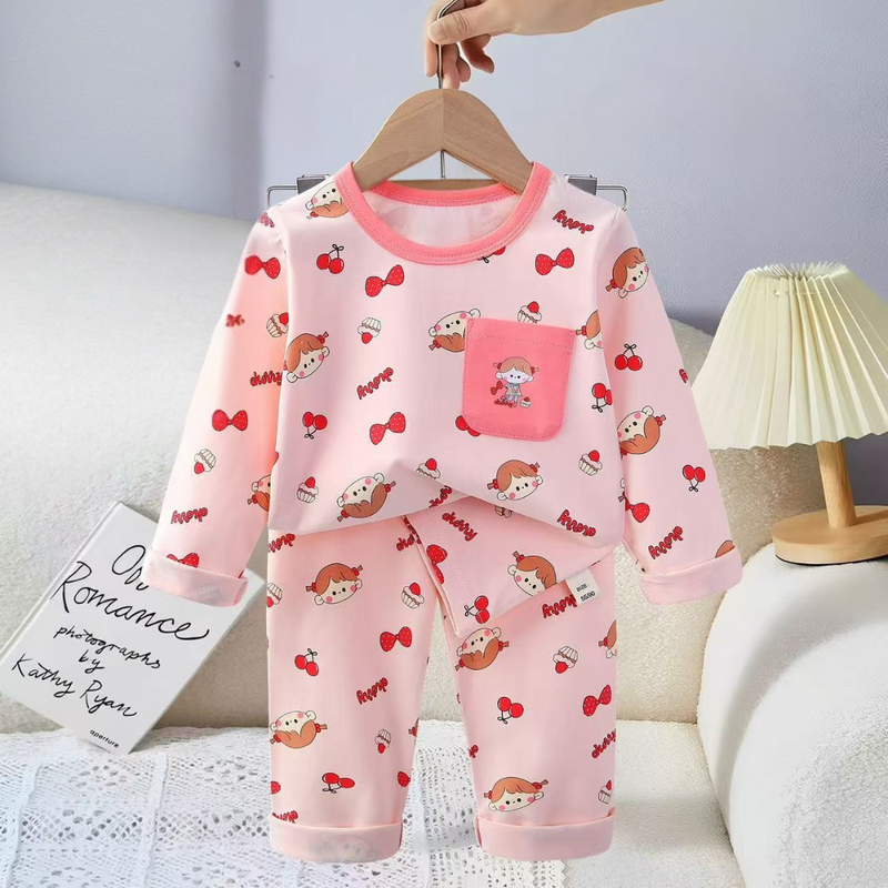 Adorable Little One Pajama Set – Cartoon Print Cotton